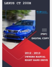 LEXUS CT 200H 2012-2013 OWNERS MANUAL